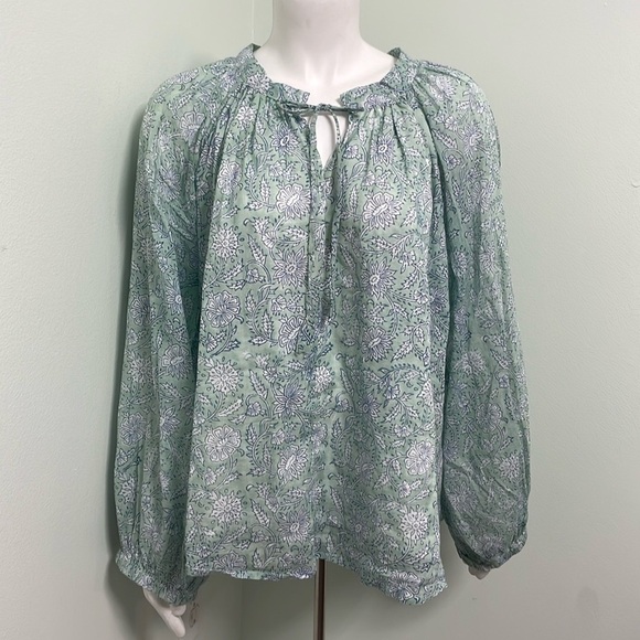 Clara The Label Green Floral Cotton Top XL - Picture 1 of 9